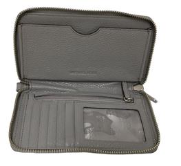 MICHAEL KORS FULTON LARGE FLAT MULTIFUNCTION LEATHER PHONE CASE WALLET GREY